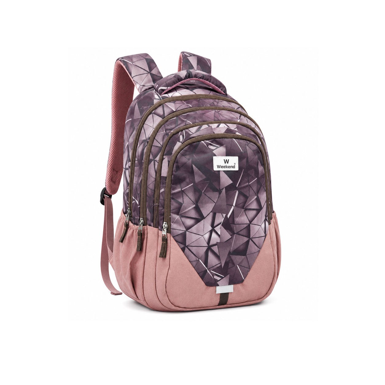Geometric Shade 54 Litres School Bag with Rain Cover - Coral Dusty Pink