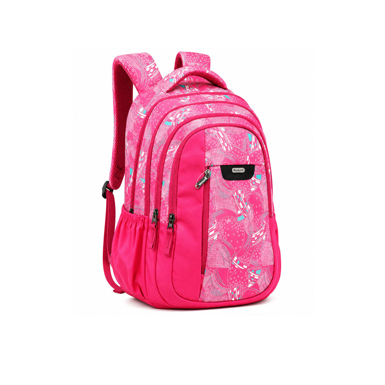 Pink Printed School Backpack for Girls | Multi-Compartment Student Bag | Weekend