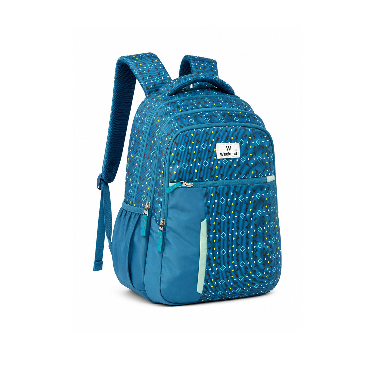 Weekend Blue Diamond Print Backpack | Multi-Compartment School, College & Travel Bag